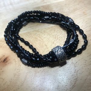 Black stretchy beaded bracelet